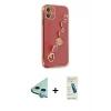 MARSİLYAN™- iPhone 12 Kılıf Nova Işık Prime - Şeffaf Pasifik Cam Ekran Koruyucu + Raze Metal Kamera Lens - MI
