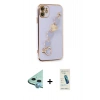 MARSİLYAN™- iPhone 12 Kılıf Nova Işık Prime - Şeffaf Pasifik Cam Ekran Koruyucu + Raze Metal Kamera Lens - MI