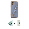 MARSİLYAN™- iPhone 12 Kılıf Nova Işık Prime - Şeffaf Pasifik Cam Ekran Koruyucu + Raze Metal Kamera Lens - MI