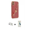 MARSİLYAN™- iPhone 12 Kılıf Nova Işık Prime - Şeffaf Pasifik Cam Ekran Koruyucu + Rainbow Kamera Lens Koruma Cam - MR