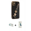 MARSİLYAN™- iPhone 12 Kılıf Nova Işık Prime - Şeffaf Pasifik Cam Ekran Koruyucu + Rainbow Kamera Lens Koruma Cam - YL