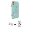MARSİLYAN™- iPhone 12 Kılıf Nova Işık Prime - Şeffaf Pasifik Cam Ekran Koruyucu + Rainbow Kamera Lens Koruma Cam - MR