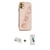 MARSİLYAN™- iPhone 12 Kılıf Nova Işık Prime - Şeffaf Pasifik Cam Ekran Koruyucu + Rainbow Kamera Lens Koruma Cam - MR