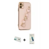 MARSİLYAN™- iPhone 12 Kılıf Nova Işık Prime - Şeffaf Pasifik Cam Ekran Koruyucu + Rainbow Kamera Lens Koruma Cam - YL