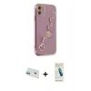 MARSİLYAN™- iPhone 12 Kılıf Nova Işık Prime - Şeffaf Pasifik Cam Ekran Koruyucu + Rainbow Kamera Lens Koruma Cam - YL