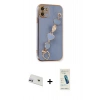 MARSİLYAN™- iPhone 12 Kılıf Nova Işık Prime - Şeffaf Pasifik Cam Ekran Koruyucu + Rainbow Kamera Lens Koruma Cam - MR