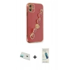 MARSİLYAN™- iPhone 12 Kılıf Nova Işık Prime - Şeffaf Pasifik Cam Ekran Koruyucu + Rainbow Kamera Lens Koruma Cam - YL