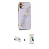 MARSİLYAN™- iPhone 12 Kılıf Nova Işık Prime - Şeffaf Pasifik Cam Ekran Koruyucu + Rainbow Kamera Lens Koruma Cam - MR