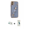 MARSİLYAN™- iPhone 12 Kılıf Nova Işık Prime - Şeffaf Pasifik Cam Ekran Koruyucu + Rainbow Kamera Lens Koruma Cam - YL