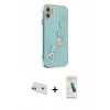 MARSİLYAN™- iPhone 12 Kılıf Nova Işık Prime - Şeffaf Pasifik Cam Ekran Koruyucu + Rainbow Kamera Lens Koruma Cam - YL