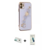 MARSİLYAN™- iPhone 12 Kılıf Nova Işık Prime - Şeffaf Pasifik Cam Ekran Koruyucu + Rainbow Kamera Lens Koruma Cam - YL
