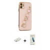 MARSİLYAN™- iPhone 12 Kılıf Nova Işık Prime - Şeffaf Pasifik Cam Ekran Koruyucu + Renkli Kamera Lens Koruma Cam - PE
