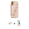 MARSİLYAN™- iPhone 12 Kılıf Nova Işık Prime - Şeffaf Pasifik Cam Ekran Koruyucu + Renkli Kamera Lens Koruma Cam - YL