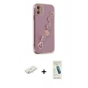 MARSİLYAN™- iPhone 12 Kılıf Nova Işık Prime - Şeffaf Pasifik Cam Ekran Koruyucu + Renkli Kamera Lens Koruma Cam - SI