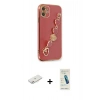 MARSİLYAN™- iPhone 12 Kılıf Nova Işık Prime - Şeffaf Pasifik Cam Ekran Koruyucu + Renkli Kamera Lens Koruma Cam - PE