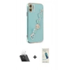 MARSİLYAN™- iPhone 12 Kılıf Nova Işık Prime - Şeffaf Pasifik Cam Ekran Koruyucu + Şeffaf Kamera Lens Koruma Cam