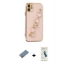 MARSİLYAN™- iPhone 12 Kılıf Nova Işık Prime - Şeffaf Pasifik Cam Ekran Koruyucu + Shine Kamera Lens Koruma Cam - GI
