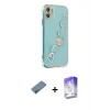 MARSİLYAN™- iPhone 12 Kılıf Nova Işık Prime - Siyah Bilvis 5in1 3D Magic Cam Ekran Koruyucu + Gold Shine Kamera Lens Koruma Cam