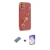 MARSİLYAN™- iPhone 12 Kılıf Nova Işık Prime - Siyah Bilvis 5in1 3D Magic Cam Ekran Koruyucu + Gümüş Shine Kamera Lens Koruma Cam
