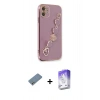 MARSİLYAN™- iPhone 12 Kılıf Nova Işık Prime - Siyah Bilvis 5in1 3D Magic Cam Ekran Koruyucu + Gümüş Shine Kamera Lens Koruma Cam