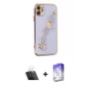 MARSİLYAN™- iPhone 12 Kılıf Nova Işık Prime - Siyah Bilvis 5in1 3D Magic Cam Ekran Koruyucu + Kamera Lens Koruma Cam - SF