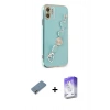 MARSİLYAN™- iPhone 12 Kılıf Nova Işık Prime - Siyah Bilvis 5in1 3D Magic Cam Ekran Koruyucu + Metal Kamera Lens Koruma Cam - AKYL