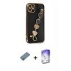 MARSİLYAN™- iPhone 12 Kılıf Nova Işık Prime - Siyah Bilvis 5in1 3D Magic Cam Ekran Koruyucu + Metal Kamera Lens Koruma Cam - GD