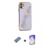 MARSİLYAN™- iPhone 12 Kılıf Nova Işık Prime - Siyah Bilvis 5in1 3D Magic Cam Ekran Koruyucu + Metal Kamera Lens Koruma Cam - GD