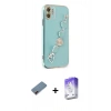 MARSİLYAN™- iPhone 12 Kılıf Nova Işık Prime - Siyah Bilvis 5in1 3D Magic Cam Ekran Koruyucu + Metal Kamera Lens Koruma Cam - KI