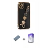 MARSİLYAN™- iPhone 12 Kılıf Nova Işık Prime - Siyah Bilvis 5in1 3D Magic Cam Ekran Koruyucu + Metal Kamera Lens Koruma Cam - AKYL