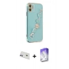 MARSİLYAN™- iPhone 12 Kılıf Nova Işık Prime - Siyah Bilvis 5in1 3D Magic Cam Ekran Koruyucu + Rainbow Kamera Lens Koruma Cam - MR