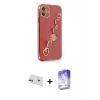 MARSİLYAN™- iPhone 12 Kılıf Nova Işık Prime - Siyah Bilvis 5in1 3D Magic Cam Ekran Koruyucu + Rainbow Kamera Lens Koruma Cam - MR