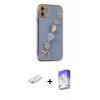 MARSİLYAN™- iPhone 12 Kılıf Nova Işık Prime - Siyah Bilvis 5in1 3D Magic Cam Ekran Koruyucu + Pembe Renkli Kamera Lens Koruma Cam
