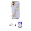 MARSİLYAN™- iPhone 12 Kılıf Nova Işık Prime - Siyah Bilvis 5in1 3D Magic Cam Ekran Koruyucu + Renkli Kamera Lens Koruma Cam - PE