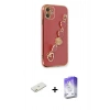 MARSİLYAN™- iPhone 12 Kılıf Nova Işık Prime - Siyah Bilvis 5in1 3D Magic Cam Ekran Koruyucu + Renkli Kamera Lens Koruma Cam - TU