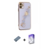 MARSİLYAN™- iPhone 12 Kılıf Nova Işık Prime - Siyah Bilvis 5in1 3D Magic Cam Ekran Koruyucu + Shine Kamera Lens Koruma Cam - MI
