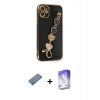 MARSİLYAN™- iPhone 12 Kılıf Nova Işık Prime - Siyah Bilvis 5in1 3D Magic Cam Ekran Koruyucu + Shine Kamera Lens Koruma Cam - GS