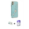 MARSİLYAN™- iPhone 12 Kılıf Nova Işık Prime - Siyah Bilvis 5in1 3D Magic Cam Ekran Koruyucu + Rainbow Kamera Lens Koruma Cam - YL