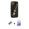MARSİLYAN™- iPhone 12 Kılıf Nova Işık Prime - Siyah Bilvis 5in1 5D Magic Hayalet Cam Ekran Koruyucu + Shine Kamera Lens Koruma Cam - MI