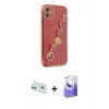 MARSİLYAN™- iPhone 12 Kılıf Nova Işık Prime - Siyah Bilvis 5in1 5D Magic Hayalet Cam Ekran Koruyucu + Rainbow Kamera Lens Koruma Cam - YL