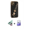 MARSİLYAN™- iPhone 12 Kılıf Nova Işık Prime - Siyah Bilvis 5in1 5D Magic Hayalet Cam Ekran Koruyucu + Raze Metal Kamera Lens - KI