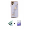 MARSİLYAN™- iPhone 12 Kılıf Nova Işık Prime - Siyah Bilvis 5in1 5D Magic Hayalet Cam Ekran Koruyucu + Raze Metal Kamera Lens - MI