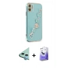 MARSİLYAN™- iPhone 12 Kılıf Nova Işık Prime - Siyah Bilvis 5in1 5D Magic Hayalet Cam Ekran Koruyucu + Raze Metal Kamera Lens - MI