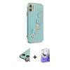 MARSİLYAN™- iPhone 12 Kılıf Nova Işık Prime - Siyah Bilvis 5in1 5D Magic Hayalet Cam Ekran Koruyucu + Raze Metal Kamera Lens - KI