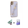 MARSİLYAN™- iPhone 12 Kılıf Nova Işık Prime - Siyah Bilvis 5in1 5D Magic Hayalet Cam Ekran Koruyucu + Raze Metal Kamera Lens - KI