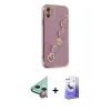 MARSİLYAN™- iPhone 12 Kılıf Nova Işık Prime - Siyah Bilvis 5in1 5D Magic Hayalet Cam Ekran Koruyucu + Raze Metal Kamera Lens - KI