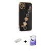 MARSİLYAN™- iPhone 12 Kılıf Nova Işık Prime - Siyah Bilvis 5in1 5D Magic Hayalet Cam Ekran Koruyucu + Renkli Kamera Lens Koruma Cam - YL