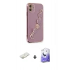 MARSİLYAN™- iPhone 12 Kılıf Nova Işık Prime - Siyah Bilvis 5in1 5D Magic Hayalet Cam Ekran Koruyucu + Renkli Kamera Lens Koruma Cam - TU