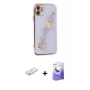 MARSİLYAN™- iPhone 12 Kılıf Nova Işık Prime - Siyah Bilvis 5in1 5D Magic Hayalet Cam Ekran Koruyucu + Renkli Kamera Lens Koruma Cam - YL