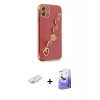 MARSİLYAN™- iPhone 12 Kılıf Nova Işık Prime - Siyah Bilvis 5in1 5D Magic Hayalet Cam Ekran Koruyucu + Renkli Kamera Lens Koruma Cam - PE